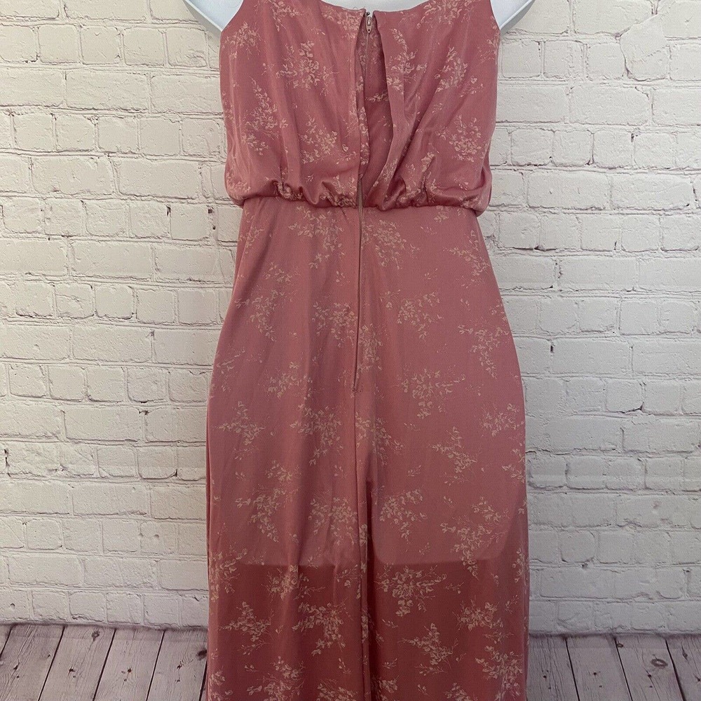 Vintage 1970's Lorrie Deb Union Label Pink Long Floral Zip Formal Dress - 7/8 - Picture 5 of 12